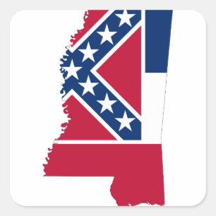 Adesivo Quadrado Mapa da bandeira de Mississippi