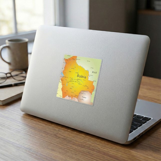 Adesivo Quadrado Mapa da Bolívia com Cidades e Fronteiras (Criador carregado)