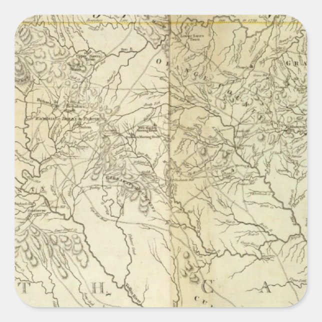 Adesivo Quadrado Mapa da Carolina do Sul e do Norte (Frente)