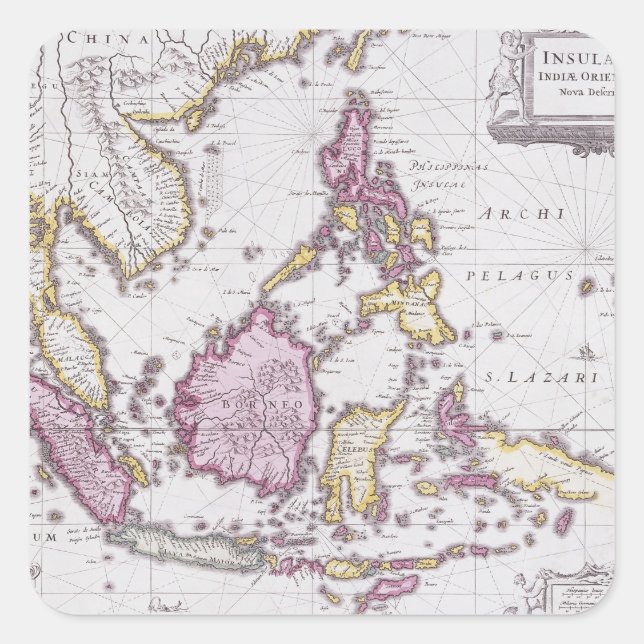 Adesivo Quadrado Mapa da China e da Indonésia | 1710 (Frente)