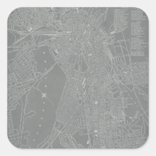 Adesivo Quadrado Mapa da Cidade de Boston