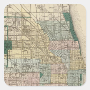 Adesivo Quadrado Mapa da cidade de Chicago