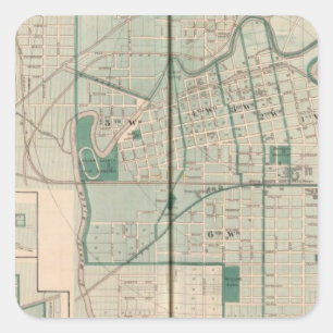 Adesivo Quadrado Mapa da cidade de Fort Wayne com Cedarville