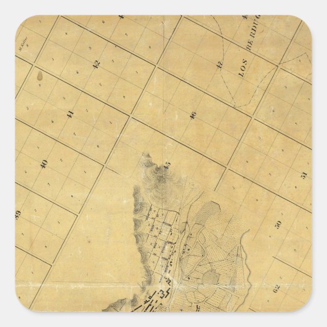 Adesivo Quadrado Mapa Da Cidade De Los Angeles (Frente)