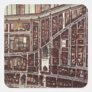 Adesivo Quadrado Mapa da cidade de réplica do Delft 1649