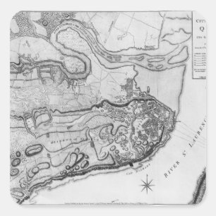 Adesivo Quadrado Mapa da cidade e dos arrabaldes de Quebeque