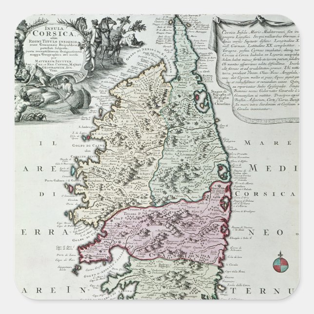 Adesivo Quadrado Mapa da Córsega (Frente)