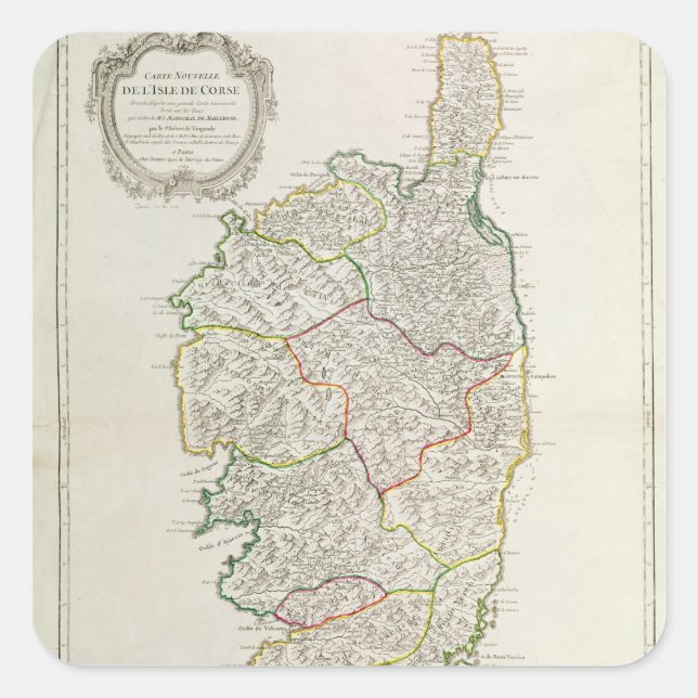 Adesivo Quadrado Mapa da Córsega (Frente)