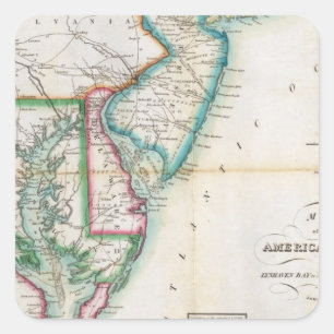 Adesivo Quadrado Mapa da costa americana