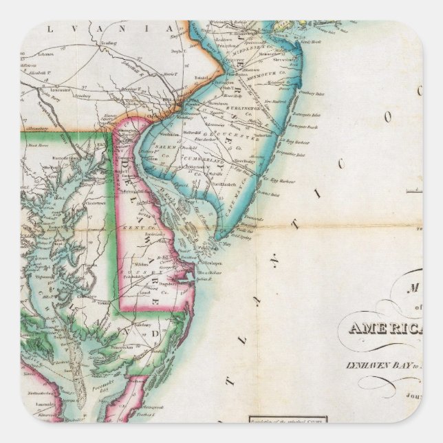 Adesivo Quadrado Mapa da Costa Americana (Frente)