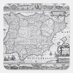 Adesivo Quadrado Mapa da espanha