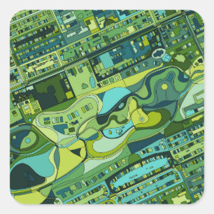 Adesivo Quadrado Mapa da estrutura da cidade de Amsterdão