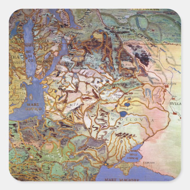 Adesivo Quadrado Mapa da Europa Central (Frente)