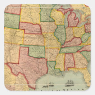 Adesivo Quadrado Mapa da ferrovia da União Americana dos Estados Un