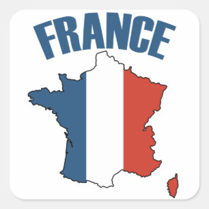 Adesivo Quadrado Mapa da França - Bandeira Francesa