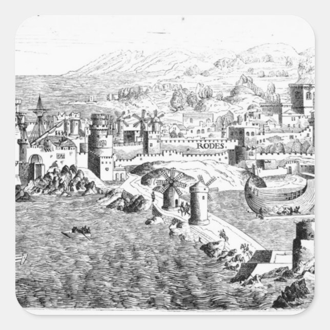 Adesivo Quadrado Mapa da Ilha de Rodes (Frente)