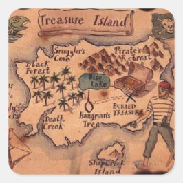 Adesivo Quadrado Mapa da Ilha do Tesouro