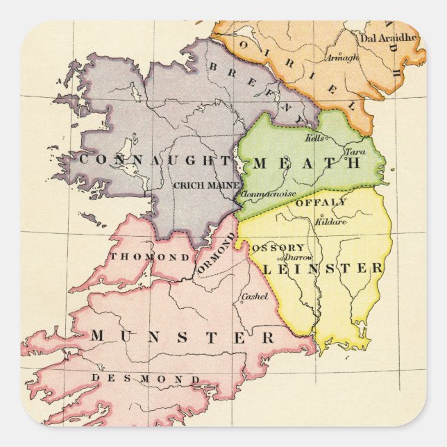 Adesivo Quadrado Mapa da Irlanda (Frente)