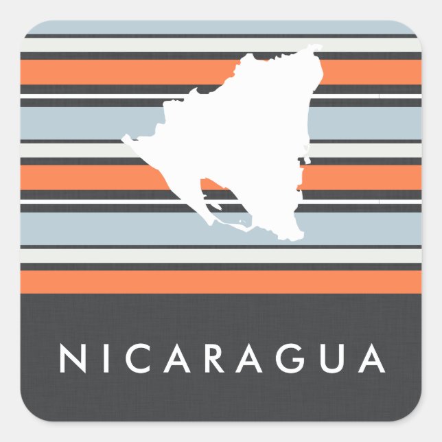 Adesivo Quadrado Mapa da Nicarágua: Tiras Modernas (Frente)