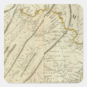 Adesivo Quadrado Mapa da parte a mais habitada de Virgínia, NJ. PA