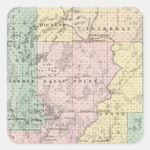 Adesivo Quadrado Mapa da peça do sul do Condado de Chippewa