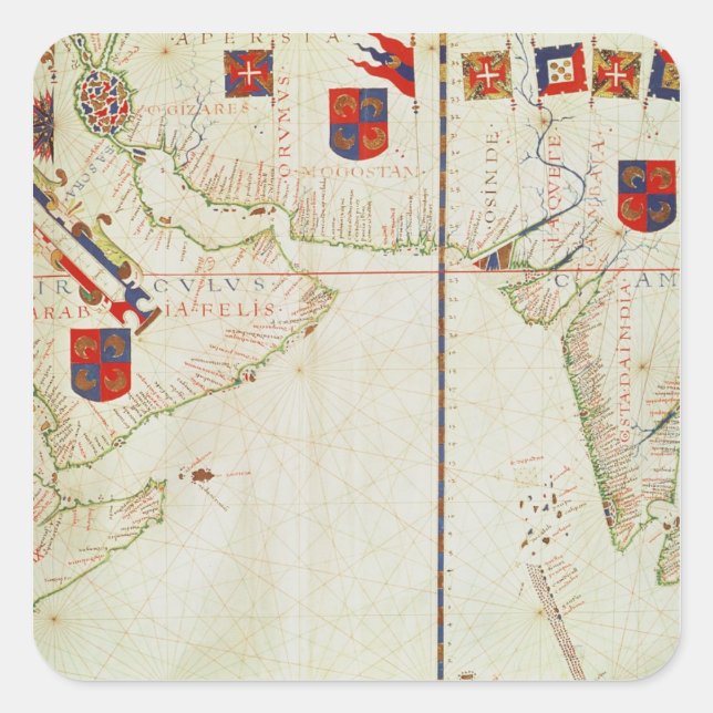 Adesivo Quadrado Mapa da Pérsia, da Arábia e da Índia (Frente)