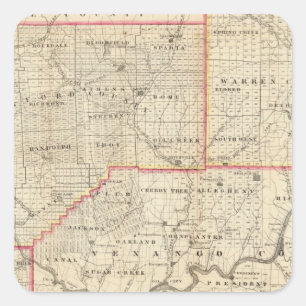 Adesivo Quadrado Mapa da Região Petrolífera da Pensilvânia