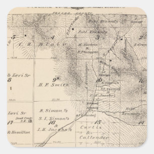 Adesivo Quadrado Mapa da seção de T15S R25E Tulare County