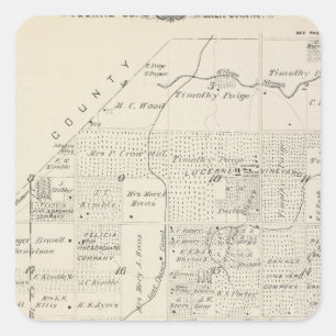 Adesivo Quadrado Mapa da seção de T18S R21E Tulare County