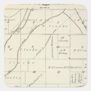 Adesivo Quadrado Mapa da seção de T18S R23E Tulare County