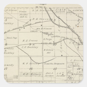 Adesivo Quadrado Mapa da seção de T18S R24E Tulare County