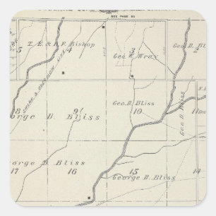 Adesivo Quadrado Mapa da seção de T20S R25E Tulare County