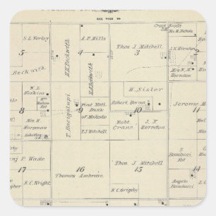 Adesivo Quadrado Mapa da seção de T22S R24E Tulare County