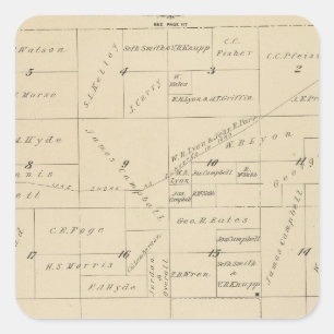 Adesivo Quadrado Mapa da seção de T24S R22E Tulare County