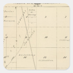 Adesivo Quadrado Mapa da seção de T24S R24E Tulare County