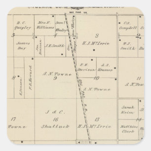 Adesivo Quadrado Mapa da seção de T24S R25E Tulare County