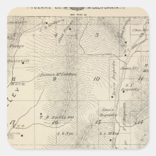 Adesivo Quadrado Mapa da Seção do Condado de Tulare T17S R27E