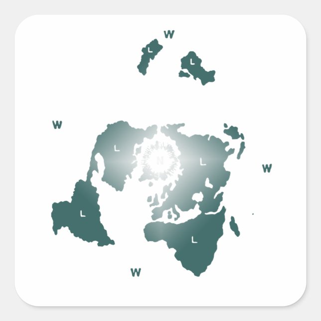 Adesivo Quadrado Mapa da Terra Plana, Mapa Equidistante Azimutal Ze (Frente)