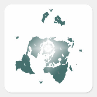 Adesivo Quadrado Mapa da Terra Plana, Mapa Equidistante Azimutal Ze