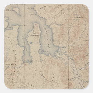 Adesivo Quadrado Mapa da topografia, peça nacional de Yellowstone,