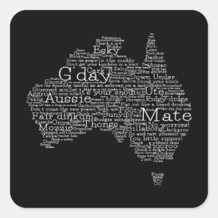 Adesivo Quadrado Mapa das gírias australianas