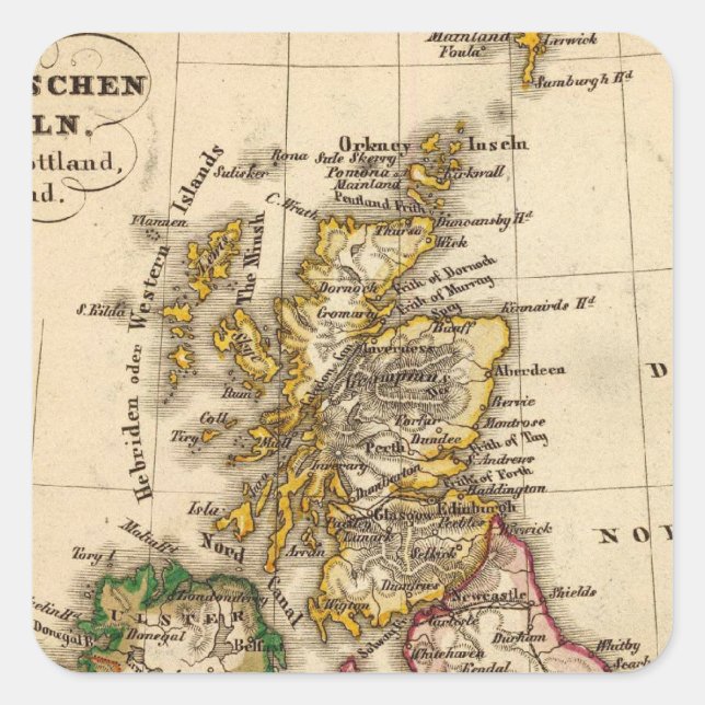 Adesivo Quadrado Mapa das ilhas britânicas (Frente)