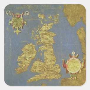 Adesivo Quadrado Mapa das ilhas britânicas do século XVI