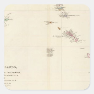 Adesivo Quadrado Mapa das ilhas de Leeward