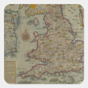 Adesivo Quadrado Mapa das invasões de Inglaterra & de Ireland