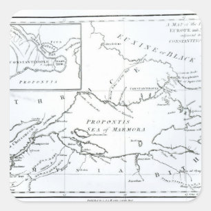 Adesivo Quadrado Mapa das partes de Europa e de Ásia