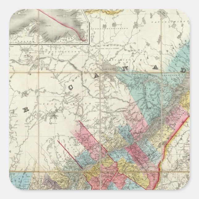 Adesivo Quadrado Mapa Das províncias do Canadá (Frente)