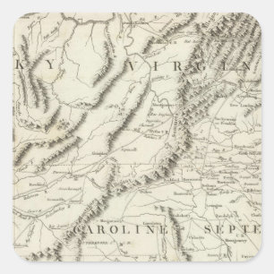Adesivo Quadrado Mapa das províncias do sul dos Estados Unidos