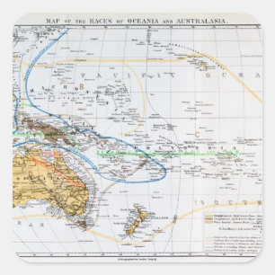 Adesivo Quadrado Mapa das raças de Oceania e de Australasia