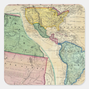 Adesivo Quadrado Mapa das regiões Dourados de Califórnia